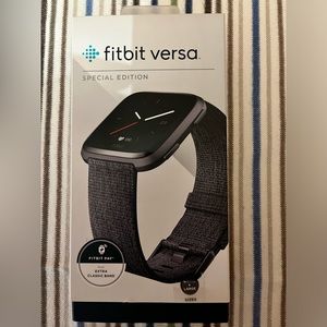 Fitbit Versa Special Edition Smart Watch, Charcoal Woven, (S & L Bands Included)